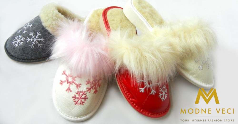 dámske-kožené-papuče-vločka-biele-červené,-pantofle,-kapcie,-slippers-leather,Lederpuschen,-Hausschuhe, krásne dámske, dievčenské, papuče, šľapky, na domáce nosenie, obuv, veselé, z ovčej vlny, pre mamu, babku, sestru ako darček na Vianoce, Valentín, na meniny, narodeniny, pre hostí, pohodlné