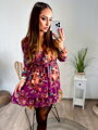 Dámske šaty s kvetinovým vzorom fialové