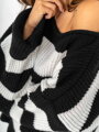 Pásikavý sveter SW190-23 čierna s bielou