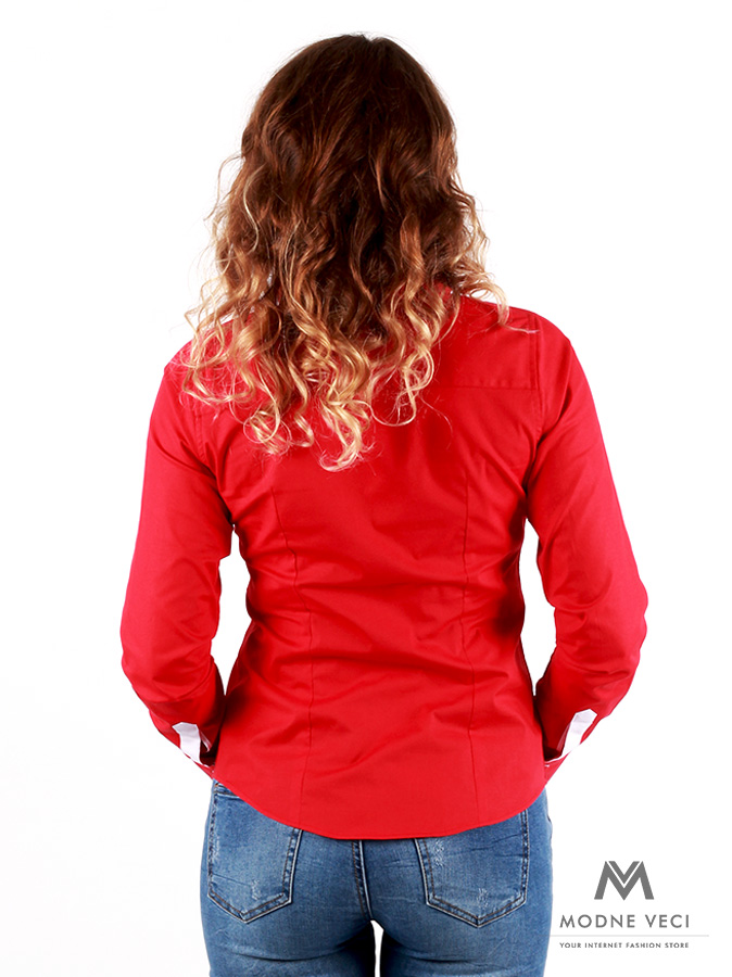 červená dámska košeľa v slimfit strihu Versabe