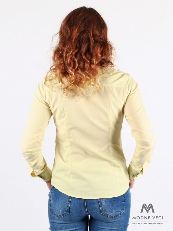 Luxusná žltá košeľa pre ženy s kvetovaným vzorom značka VERSABE