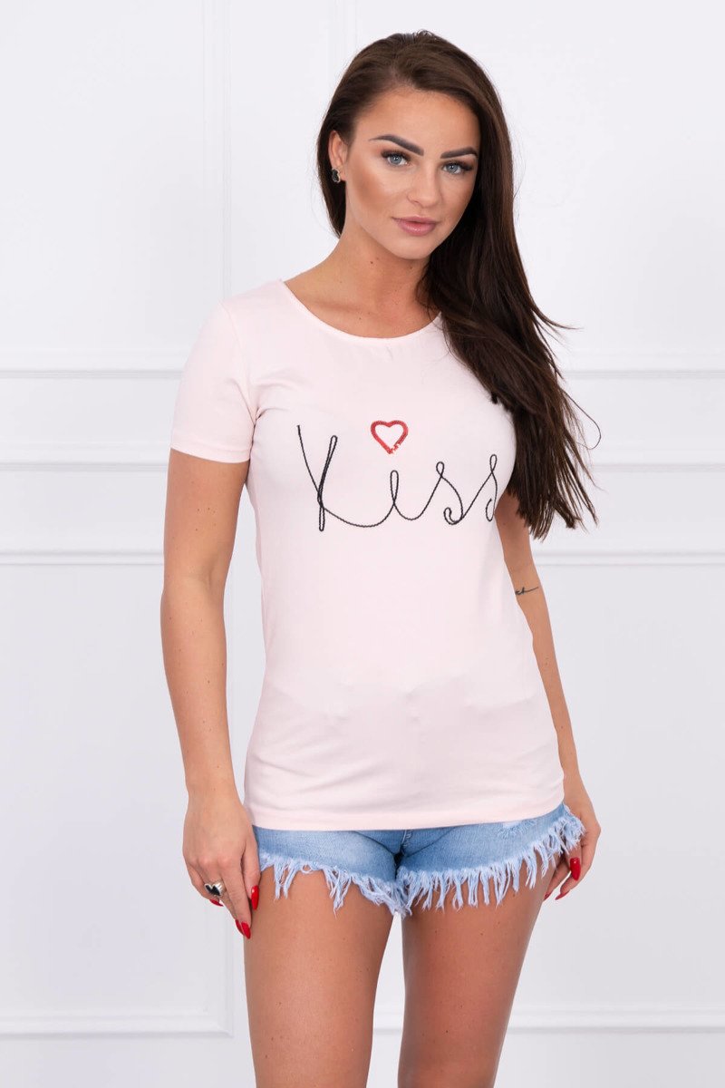 Tričko s napísom Kiss marhuľa 51562, Veľkosť UNI (S,M,L)