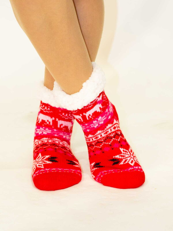 termo ponožky, vianočné ponožky, ponožky pre deti, tradičné ponožky, darček, vianočný darček, darček pre deti, protišmykové ponožky, nórsky vzor, škandinávsky vzor, sobík, červené ponožky, ružové ponožky, dievčenské ponožky, vlnené ponožky, vianoce, stromček
