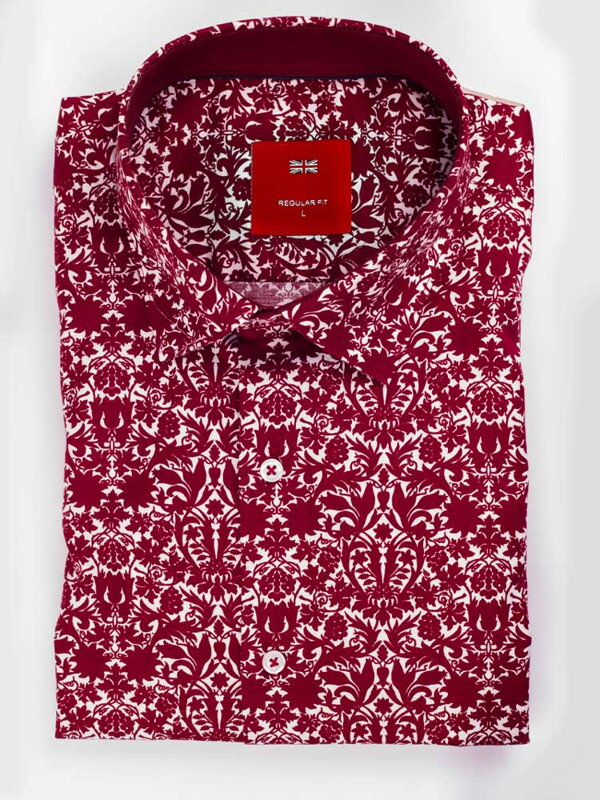 Pánska košeľa 24-022  s bordovým vzorom 