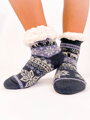 Teplé detské ponožky sobík + vločka tmavo-modré