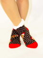 Úžasné detské teplé ponožky Sobík hnedo-červené