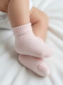 Dievčenské ponožky s prešitím ružové 
