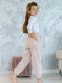 Dievčenské tepláky VSB23 VELÚR dusty pink