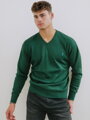 Elegantný pánsky sveter N16 s V výstrihom zelený 