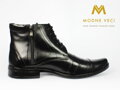 Elegantné kožené topánky pre muža na zimu 85-4b čierna
