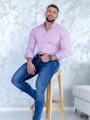 Elastická pánska košeľa VSB2408 s golierom ružová