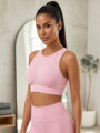 Dámska vrúbkovaná športová podprsenka baby pink