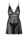 Čierna čipkovaná nočná košieľka Idillia babydoll black
