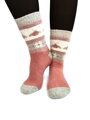  Dámske vlnené ANGORA ponožky ružovo-sivé včielky