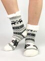 Biele vianočné ponožky so sobíkom L26032