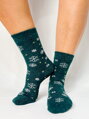 Zelené termo ponožky s vločkami