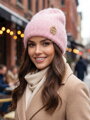 Štýlová ružová čiapka z alpaky LORETTA