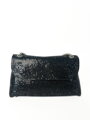 Čierna štýlová crossbody trblietavá kabelka 