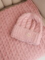 Dámsky komplet šál + čiapka v CZ3 ružovej farbe