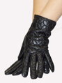 Dámske kožené rukavice čierne s ornamentom