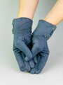 Sivé rukavice z brúsenej kože s mašličkou 