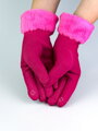 Žiarivé dámske rukavice v ružovej farbe