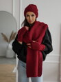 Pletený set čiapka+ šál+ rukavice KPL21-21 burgundy