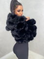 Huňatá dámska bunda s kapucňou čierna