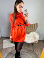 Dámske oranžové rolákové šaty s dlhým rukávom 