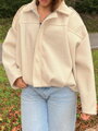 Dámska owersize béžová crop-top bunda