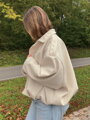 Dámska owersize béžová crop-top bunda