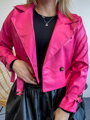 Dámska croptop koženková bunda ružová 