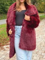 Dámsky bordový H1 kožuch z umelej kožušiny
