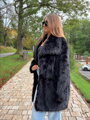 Čierny dámsky kožuch z H1 umelej kožušiny 