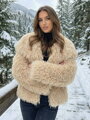 Dámsky béžový kožuch z M1 mongolskej ovce