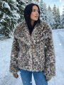 Dámsky leopardí teplý kožuch T1