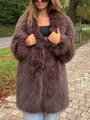 Dámsky umelý kožuch H1 v čokoládovej farbe