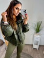 Trendy dámska bunda v khaki farbe 