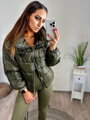 Trendy dámska bunda v khaki farbe 