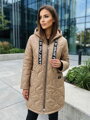 Dámska prechodná bunda s kapucňou camel 