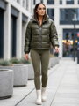 Trendy dámska bunda v khaki farbe 