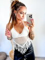 Štýlový dámsky madeirový croptop biely 