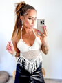 Štýlový dámsky madeirový croptop biely 