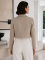 Dámska krémová koženková cropped bunda