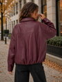 Dámska prechodná koženková bunda burgundy