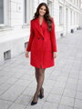 Moderný dámsky TEDDY kabát v žiarivej červenej farbe 