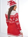 Vianočný set 1001 sveter + čiapka + podkolienky červená