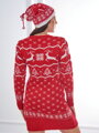 Vianočný set 1004 sveter + čiapka + podkolienky červená