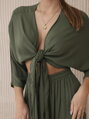 Elegantná dámska súprava khaki 6289 s viazaním