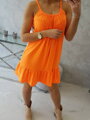 Dámske šaty na ramienka v neón-oranžovej farbe 9080